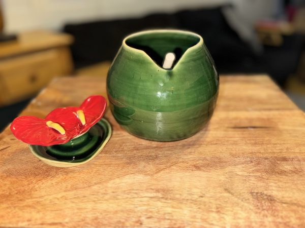 Lidded Anthurium Jar with Spoon - Image 2