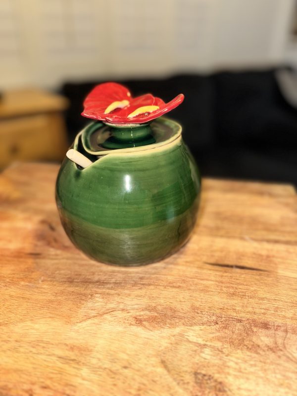 Lidded Anthurium Jar with Spoon - Image 4