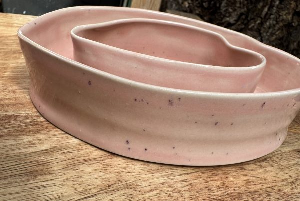 Medium Speckled Pink Heart Vase - Image 2