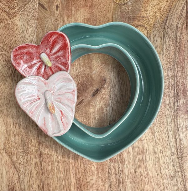 Medium Aqua Celadon Heart Vase